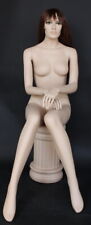 4 Ft 3 In Sitting Female Mannequin Face Make Up Bald Head Skin Tone Sfw42ft