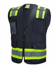 Surveyor Black Two Tones Safety Vest With Multi-pocket Tool Photo Id