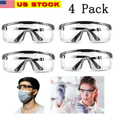 4 Pcs Safety Goggles Glasses Anti Fog Lens Clear Chemical Work Lab Protective
