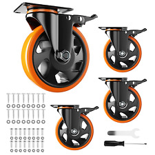 4 Inch Caster Wheels Casters Set Of 4 Heavy Duty Casters With Brake 2200 Lb...