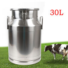 Stainless Steel Milk Can Wine Pail Bucket Jug Oil Barrel Canister30 L With Lid