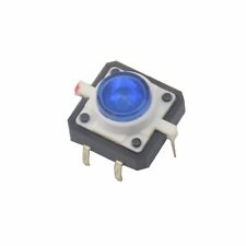 5pcs Blue Led Tactile Button Push Switch Momentary Tact With Led 4pin Round Cap