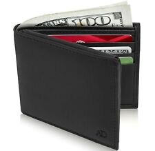 Genuine Leather Minimalist Bifold Wallets For Men Rfid Blocking Slim Mens Wallet