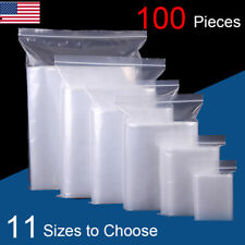 100pcs Clear Zip Seal Plastic Bags 2.5mil Reclosable Top Lock Zipper Baggies New