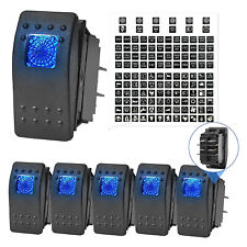 6x Marine Boat Car Truck Rocker Switches Blue Led Spst 4 Pin On-off Waterproof