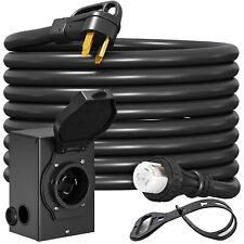 25ft 50 Amp Generator Cordpower Inlet Box Waterproof Combo Kit Nema 14-50p
