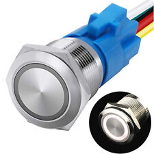 19mm 12v Metal Waterproof Latch Onoff Push Button Switch White Color Led