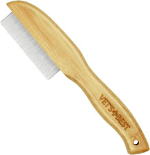 Vets Best Flea Comb Real Bamboo With Contour Grip Handle For Dogs And Cats