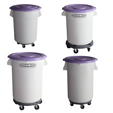 Pick Your Size 10 To 55 Gal. White Round Mobile Ingredient Storage Bin With Lid