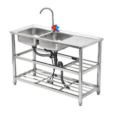 Commercial Sink Stainless Steel Kitchen Freestanding Bar Utility Sink Restaurant