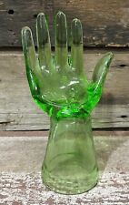 Display Hand Emerald Green Glass Art Deco Jewelry Ring Holder 7.75 X 4