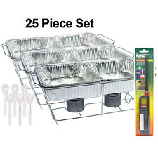 25 Pc Disposable Aluminum Chafing Dish Buffet Party Set With Handy Lighter