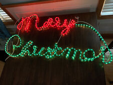 Vtg Lighted Merry Christmas Display Sign Rope Light Sculpture Outdoor 45 X 23