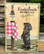 Vtg 40s Frankenmuth Beer Ale Sign Toc Tin Cardboard 19 Dachshund Dog - Michigan