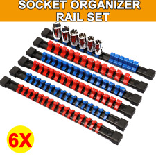 6x Socket Holder Organizer 14 38 12 Storage Mountable Sliding Stand Rail Rack