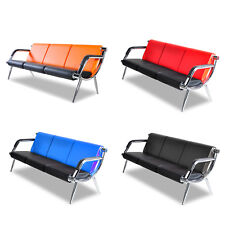 3 Seat Office Visitor Guest Sofa Reception Chair Waiting Room Bench Pu Leather