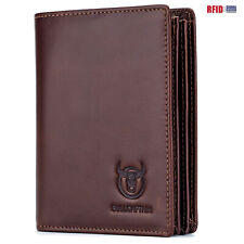 Bullcaptain Mens Wallet Genuine Leather Rfid Bifold Large Capacity Card Holder