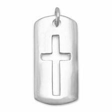 925 Sterling Silver Religious Christen Cross Cutout Tag Charm Pendant Gifts