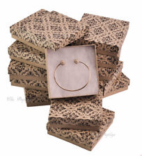 12pc Kraft Boxes Cotton Filled Boxes Jewelry Gift Boxes Kraft Damask Printed Box
