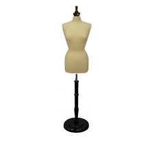 Female Dress Form Pinnable Mannequin Torso Size 10-12 With Round Black Wood Base