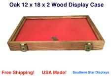 Oak Wood Display Case 12 X 18 X 2 For Arrowheads Knifes Collectibles More