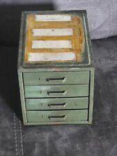 Vintage Green Metal 4 Drawer Industrial Apothecary Steampunk Cabinet