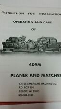Service Manual For Yates-american 409m Planer And Matcher