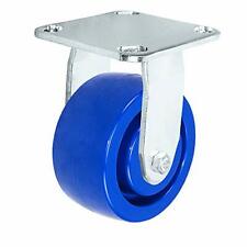 5 X 2 Stainless Steel Rigid Fixed Caster - Blue Solid Poly Wheel - 1000 Lbs C