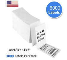 6000 Fanfold Direct Thermal Shipping Labels 4x6 Perforated For Zebra Rollo ..
