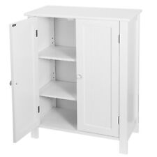Used White Wooden Bathroom Floor Cabinet Storage Cupboard 3 Shelves Free