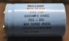 Tested Large Can Screw Terminal Capacitor 80k 80000mfd 20v Dc Mallory Royalitic
