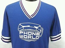 Varsity Rockabilly Tshirt Vintage Retro Phone World Internet Blue Xl Made Usa