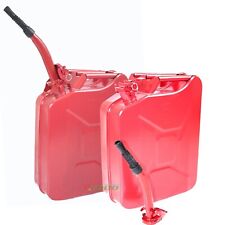 Lot Two Red 5 Gallon Jerry Can Gasoline Steel Tank Military Style Storage Can