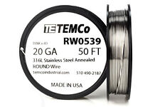 Temco Stainless Steel Wire Ss 316l - 20 Gauge 50 Ft Non-resistance Awg Ga