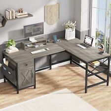 L Shaped Computer Table Home Office Corner Desk With Drawer And Storage Cabinet