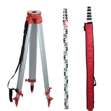 1.65m Aluminum Tripod For Laser Level Transits W 5m Staff Telescoping 5 Section