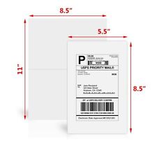 200 Half Sheet Shipping Labels 8.5x5.5 Self Adhesive For Paypal Ebay Label