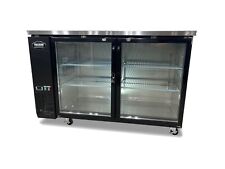 60 Black Back Bar Refrigerator Beverage Cooler 2 Glass Doors 24 Deep