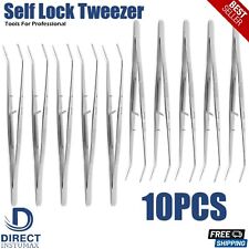 Dental Self Lock Tweezers Cotton Dressing Tweezers Surgical Tissue Forceps 10pcs