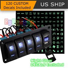 5 Gang Toggle Rocker Switch Panel With Usb For Car Boat Marine Rv Truck Blue Led