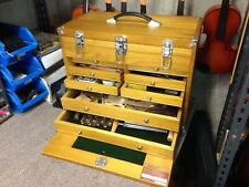 8 Drawer Hard Wood Tool Chest Storage Box Cabinet Felt Lined Machinists Chest