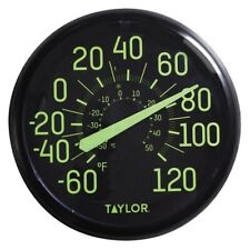 Taylor Precision Products 5267459 Clock Wthermometer 13.25 Glow In The Dark