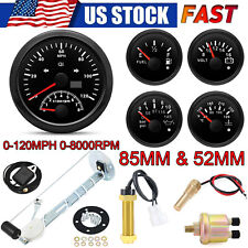 5 Gauge Set With Sender 85mm Gps Speedometer 120mph With Tacho Fuel Temp Volt Us