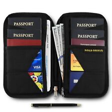 Travel Wallet Family Passport Holder Rfid Blocking Document Organizer Black