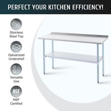 Stainless Steel Kitchen Table W Shelf Backsplash 60x24 Nsf Commercial Prep Table
