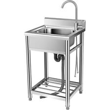 22 Stainless Steel Utility Sink For Commercial Kitchen W Hot Cold Faucet