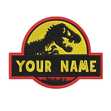 Adult Custom Jurassic Park Dino Embroidered Name Tag Patch Hook - Your Name