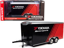 Autoworld 118 Four Wheel Enclosed Trailer Yokohama Motorsports Black Red Cp7838