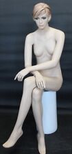 4 Ft 6 In Female Sitting Mannequin Feature Face Sculptured Hair Skin Tone Sfw9ft