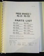 Amada Rg-25 Thru Rg-125 Press Brake Parts Lists Manual